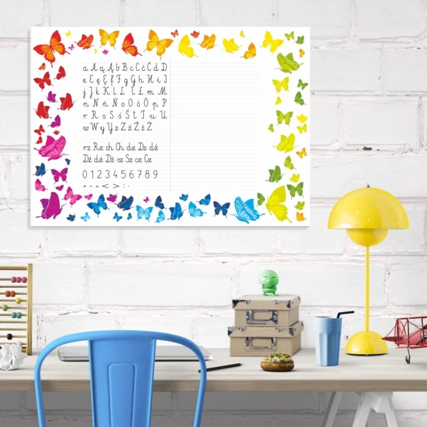 Whiteboard EDU for writing practice 039 - Office setup with white walls and light-colored furniture.