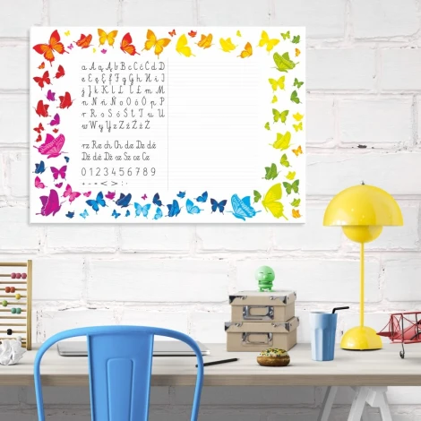 Whiteboard EDU for writing practice 039 - Office setup with white walls and light-colored furniture.