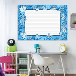 EDU dry-erase board five-line 005 - Decorated in a child\'s room with light-colored walls and various furniture.