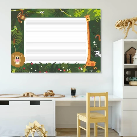 EDU five-line whiteboard 029 - Decorated in a children\'s room with light-colored walls and natural furniture.