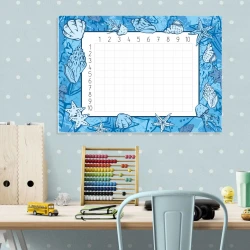 EDU dry-erase multiplication board 006 - Decorated children\'s room with light-colored walls.