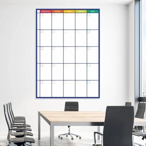 Weekly planner whiteboard 275 - Office setup with light-colored walls and modern furniture in shades.