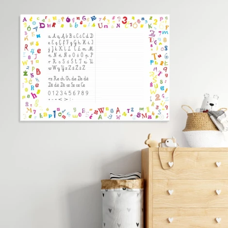 Magnetic dry-erase writing board 035 - Decorated in a bright children\'s room with light-colored walls and furniture.