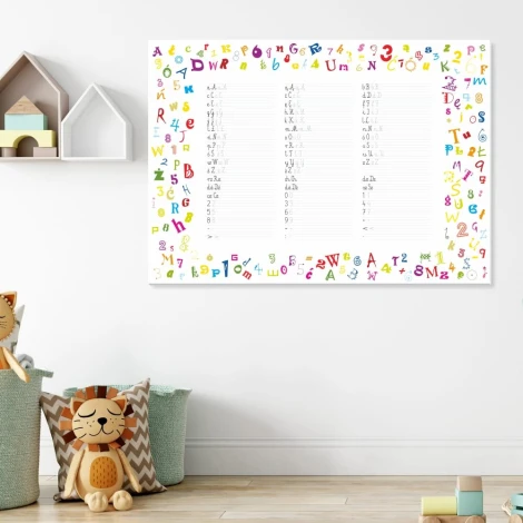 Magnetic dry-erase writing board 036 - Decorated in a bright children\'s room with light-colored walls and furniture.