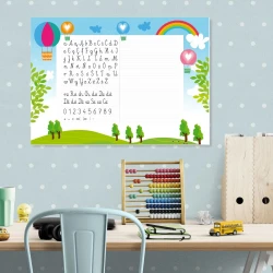 Magnetic dry-erase writing board for kids, perfect for a bright children\'s room decor.