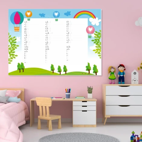 Magnetic dry-erase writing board for kids, perfect for a colorful children\'s room decor.