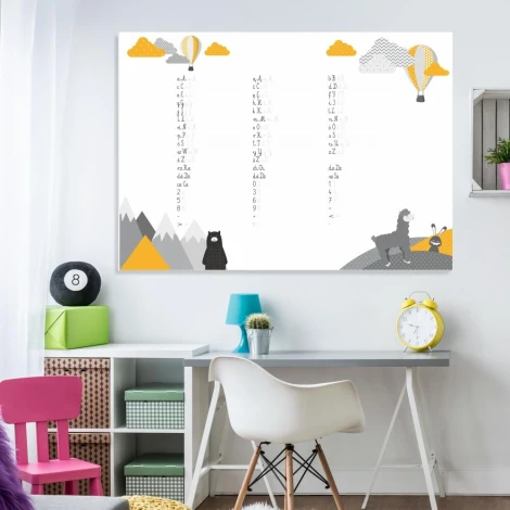 Magnetic dry-erase writing board for kids, perfect for a bright children\'s room decor.