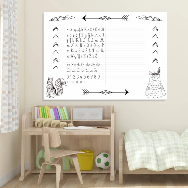 Magnetic dry-erase board for kids, perfect for learning to write. Ideal for brightening up a child\'s room.