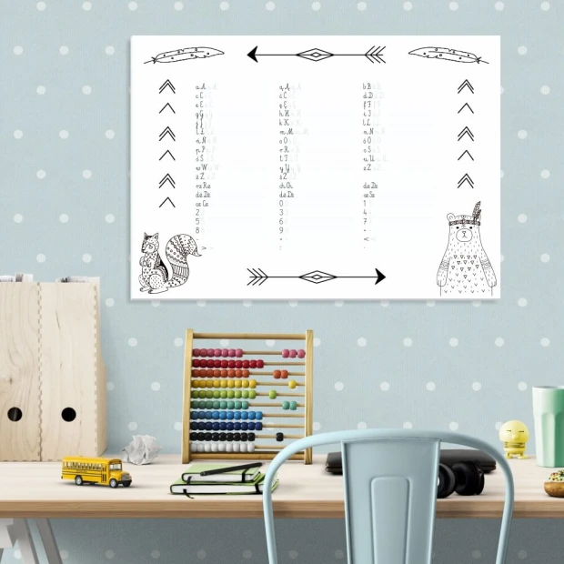Magnetic writing board for kids, perfect for a colorful room, supporting education.