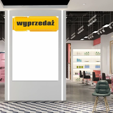 Dry-erase board 024 in a modern hair salon, perfect for jotting down important information.