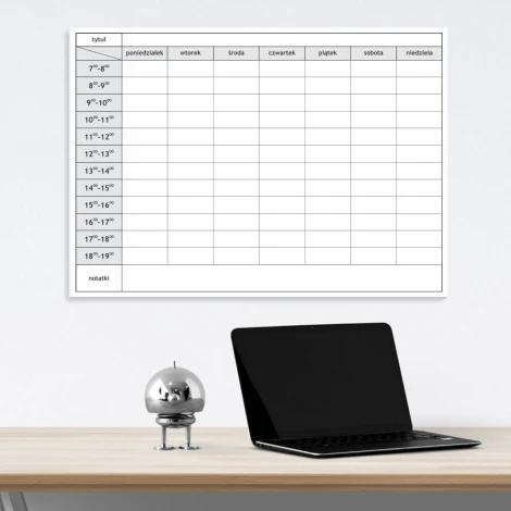 Weekly planner whiteboard 040 in minimalist style, perfect for office or student room.