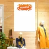 Magnetic whiteboard 028 promotion - Store arrangement with light wood walls and a mannequin nearby.