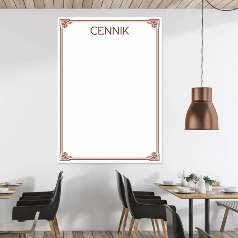 Magnetic whiteboard 033 price list - Restaurant setup with light-colored walls and wooden furniture.