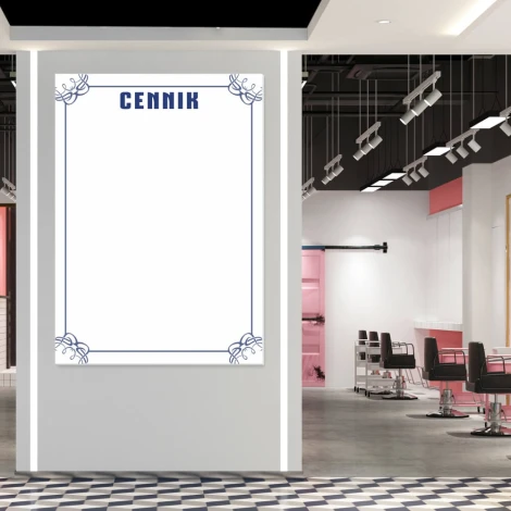 Magnetic whiteboard 034 price list - Salon interior design with light-colored walls and flooring.