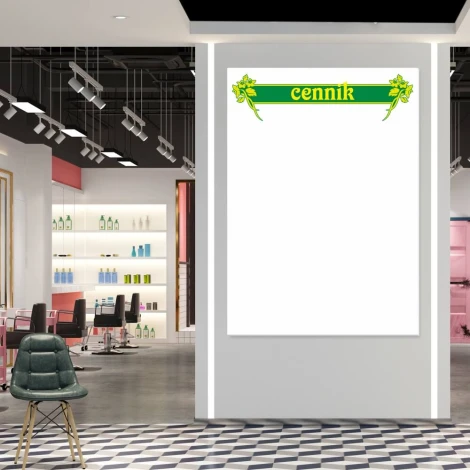 Magnetic whiteboard 036 price list - Salon interior with light-colored walls and modern furniture.
