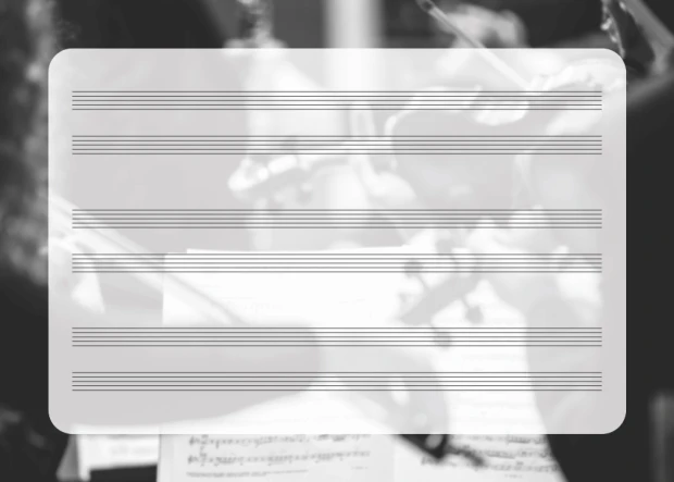 Magnetic whiteboard with a five-line staff for concerts, featuring a simple design with five horizontal lines.