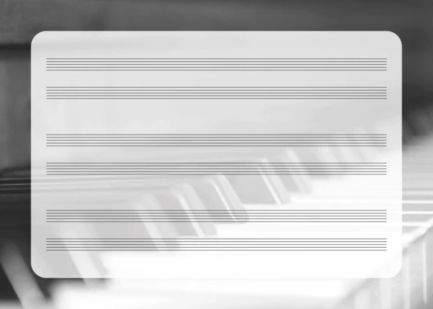 Magnetic whiteboard with five lines for piano education - simple design featuring five horizontal lines.
