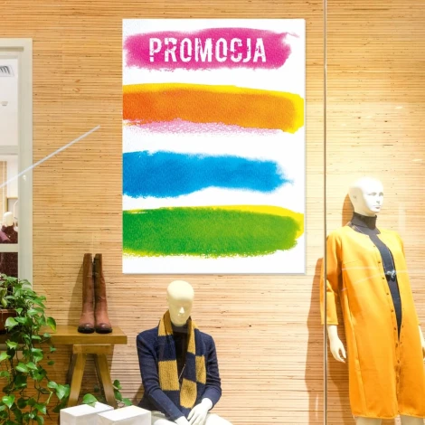 Dry-erase board promotion 482 - Graphic design. Colorful stripes in shades of pink, green, and blue. Text included.