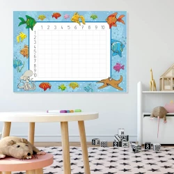Magnetic dry-erase multiplication chart 022 - Ideal for a child\'s room with light-colored walls.