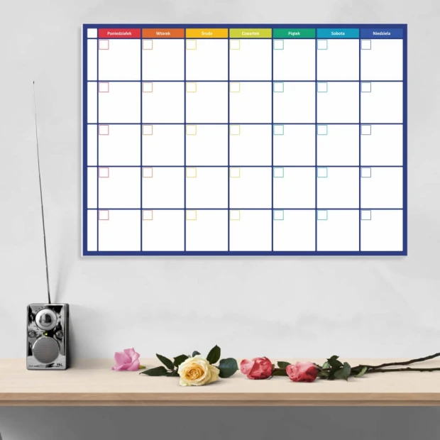 Weekly planner dry-erase board 273 - Office setup with light-colored walls and simple furniture arrangement.