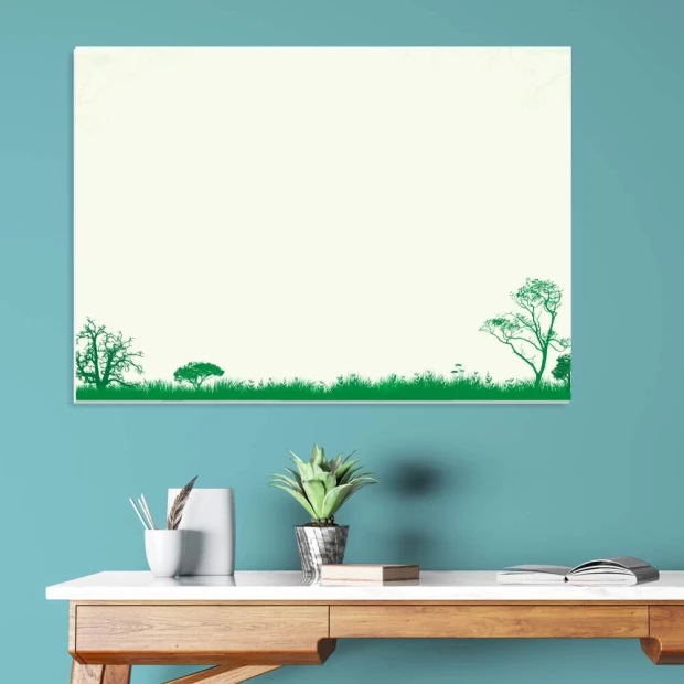 Dry-erase board 006 - Graphic design featuring green trees and grass at the bottom of the board.