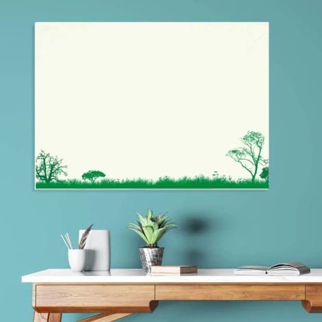 Dry-erase board 006 - Graphic design featuring green trees and grass at the bottom of the board.