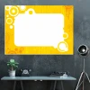 Dry-erase board 009 - Graphic design. Yellow background with circles in various sizes and colors.