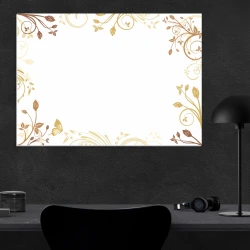 Dry-erase board 014 - Graphic design with plant motifs in shades of brown and gold.