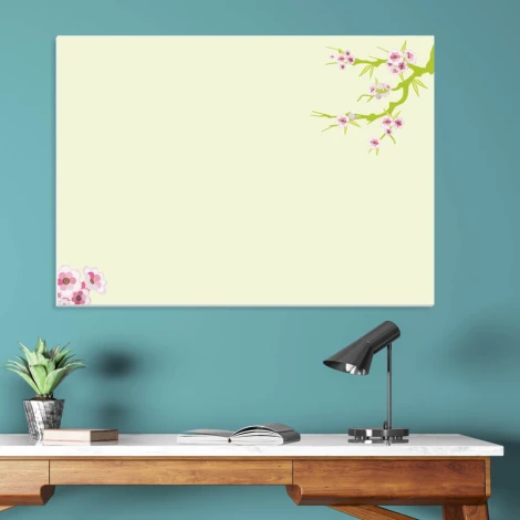 Dry-erase board 01X 046 branch - Graphic design featuring branches with pink flowers on a light background.