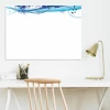 Decorative dry-erase board 01X 055 - Graphic design with wavy lines in shades of blue.