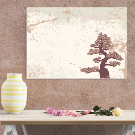 Dry-erase board 01X 085 bonsai - Features a bonsai tree graphic on a beige and brown background.