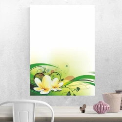 Dry-erase board 01X 091 flower - Graphic design with two yellow flowers on a green background with wavy lines.