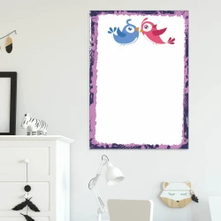 Dry-erase board 126 birds - Decorated in a children\'s room with light-colored walls and white furniture.