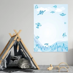 Dry-erase board 129 airplanes - Decor for a child\'s room. Light-colored walls and soft elements in shape.