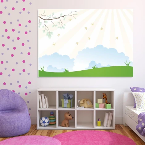 Dry-erase board 136 branch - Decorated in a children\'s room with light-colored walls and colorful dots.