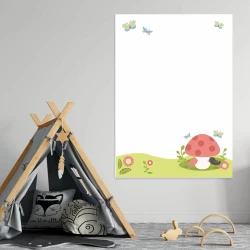 Dry-erase board 141 mushroom - Decorated in a children\'s room with light-colored walls and a fabric tent nearby.
