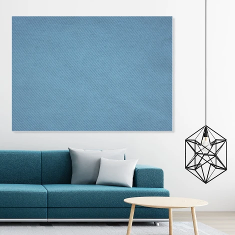 Dry-erase board 157 jeans - Modern living room setup with light walls and blue-toned furniture.