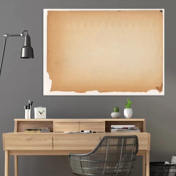Dry-erase board 166 paper - Office setup with gray-beige walls and wooden furniture.