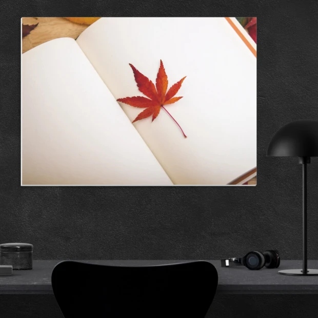 Dry-erase board 215 leaf - Graphic design featuring a red maple leaf on a white background.