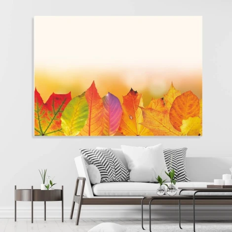 Dry-erase board with autumn leaves 245 - Modern living room decor. Light-colored walls, furniture in shades.