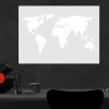 World map whiteboard 334 - Office setup with dark walls and minimalist furniture.