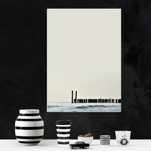 Dry-erase board sea 223 - Styled in a modern interior with dark walls and minimalist furniture.