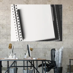 Dry-erase planner board 260 - Office setup with gray walls and modern office furniture.