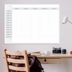 Weekly planner dry-erase board 297 German version - Office setup with light walls and wooden furniture.