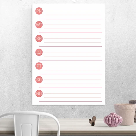 Weekly planner dry-erase board 292 - Graphic design with simple composition of vertical lines and circles.
