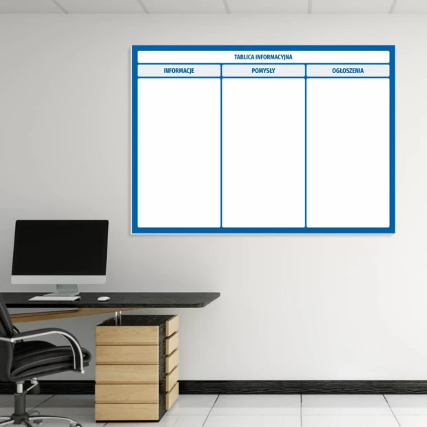 Dry-erase notice board 268 - Office setup with light-colored walls and a desk with a computer nearby.