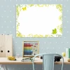 Dry-erase board 016 - Graphic design with green butterflies and floral patterns on a white background.