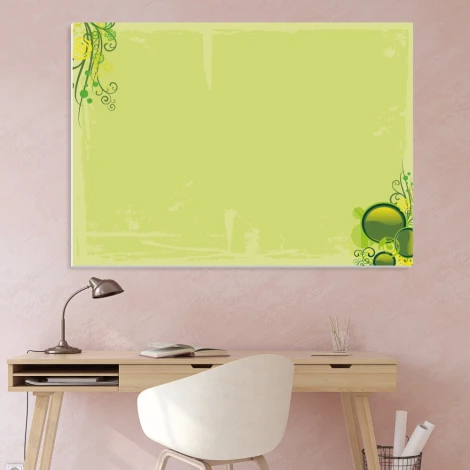 Dry-erase board 01X 048 abstraction - Graphic design with green circles and lines on a light background.