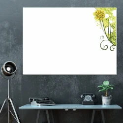 Dry-erase board 01X 051 floral design - Features a yellow flower with green leaves.