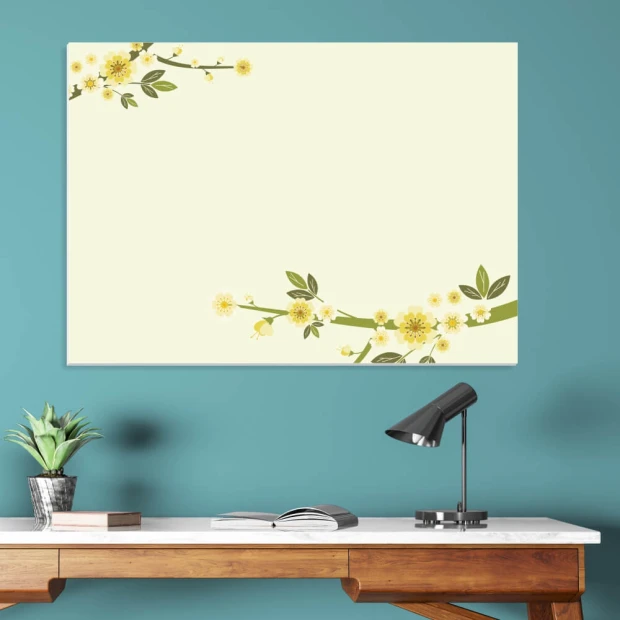 Dry-erase board 01X 057 branches - Office setup with blue walls and light wooden furniture.